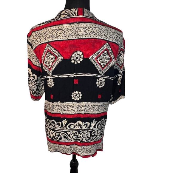 Kathy Lee size 14 gypsy goth BoHo gauzy stretch button in front short sleeve top - Picture 2 of 8